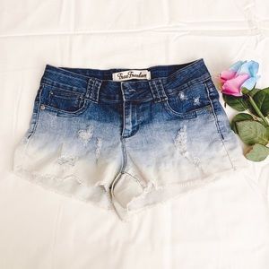 True Freedom blue and white ombré denim shorts